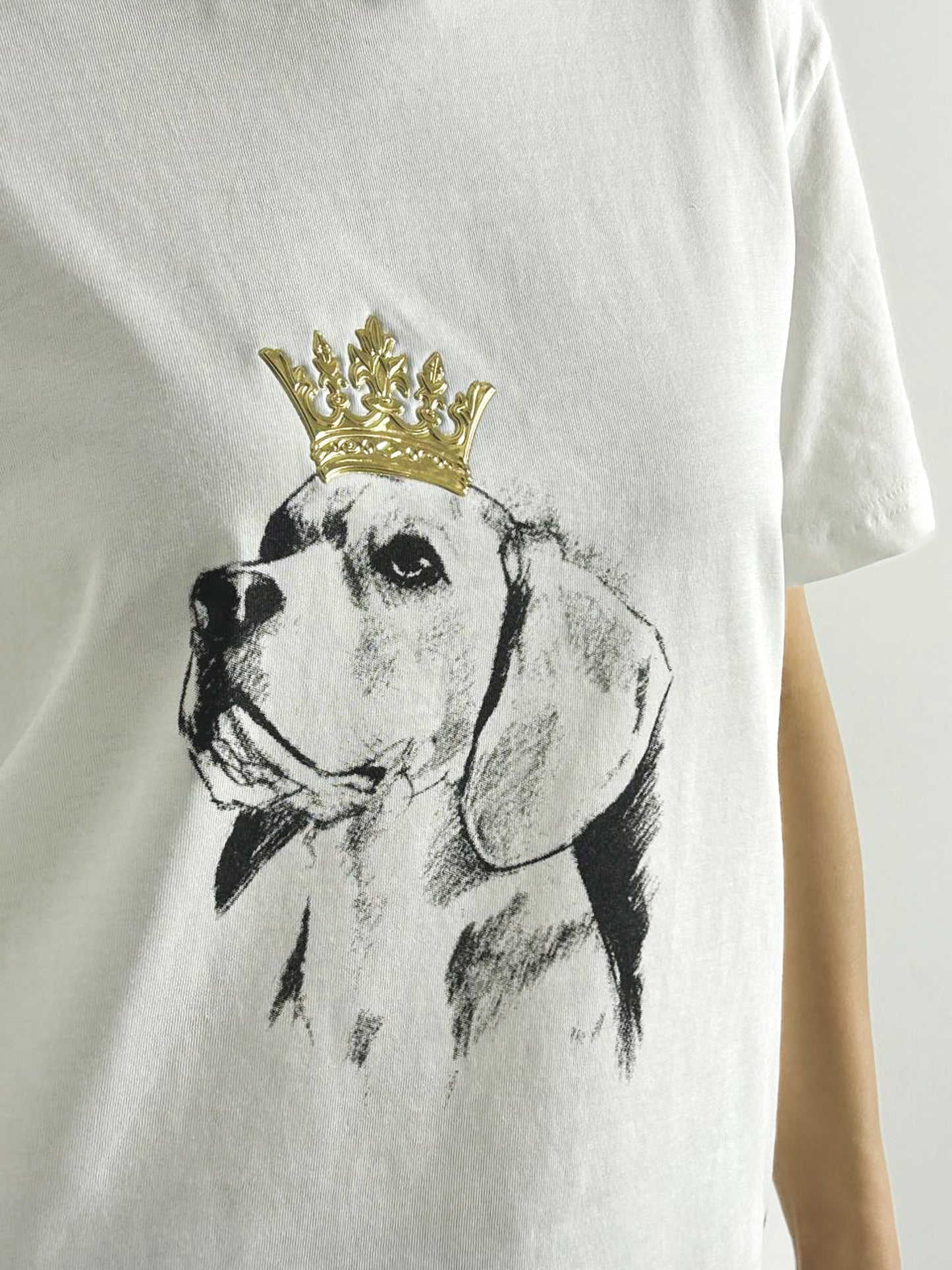 Beyaz Köpek Baskılı T-Shirt